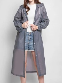 1 áo mưa trùm đầu dây rút chắc chắn - Xám - Xem 1