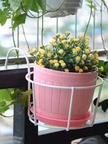 1pc Giá treo chậu hoa bằng sắt - trắng - Xem 3