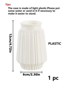 1pc Plastic Flower Vase, Minimalist Solid Color Vase For Home Decor Room Decor Glass Vase - White - View 7