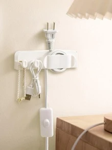 1pc PP Storage Rack, Minimalist Plain Wall Mounted Data Line Storage Rack For Home - White - View 5