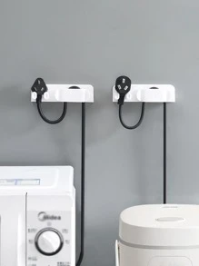 1pc PP Storage Rack, Minimalist Plain Wall Mounted Data Line Storage Rack For Home - White - View 3