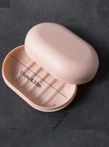 1入組PP肥皂盒浴用極簡素色肥皂盒 - 粉色 - 查看 4