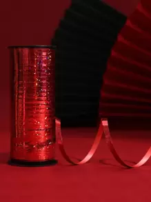 1pc-100 Yards Eye-Catching Bright Red Sparkle Ribbon, Festive & Romantic Polypropylene PP Ribbon, Flexible Flat High-Shine Glitter-Accented Ribbon, Multi-Use Event Decoration & Gift Bow Making Ribbon For Valentine's Day Proposal Scene Adornment, Birthday Party Balloon Tying, Christmas Party Table Centerpiece, New Year Eve Wall Decor, Anniversary Gift Wrapping, Easter Party Decor, Waterproof & Long-Lasting Holiday Ribbon - Red - View 1