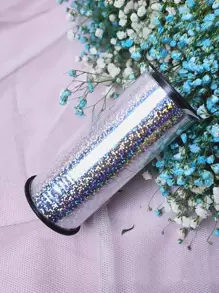 1pc-100 Yards Eye-Catching Holographic Iridescent Glitter Ribbon, Glamorous Holiday Polypropylene PP Ribbon, Flexible Shiny Flat High-Shine Glitter-Accented Holographic Ribbon, Multi-Use Event Decoration & Gift Bow Making Festive Ribbon For Christmas Party Table Centerpiece, New Year Eve Balloon Tying - Silver - View 5
