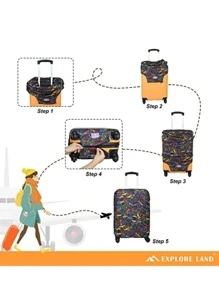 1入組卡通圖案手提箱現代滌綸手提箱套 - 彩色 - 查看 3