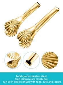 1 pieza Clip de acero inoxidable en forma de concha alimento - Dorado - Ver 4