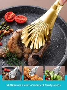 1 pieza Clip de acero inoxidable en forma de concha alimento - Dorado - Ver 3