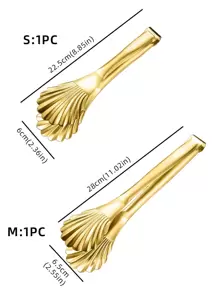 1 pieza Clip de acero inoxidable en forma de concha alimento - Dorado - Ver 2