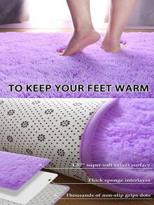 Tấm Thảm Đồng Màu, Thảm Lót Sàn Polyester Tối Giản Cho Gia Đình - Màu tím - Xem 4