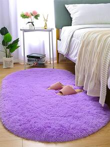Tấm Thảm Đồng Màu, Thảm Lót Sàn Polyester Tối Giản Cho Gia Đình - Màu tím - Xem 5
