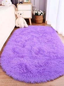 Tấm Thảm Đồng Màu, Thảm Lót Sàn Polyester Tối Giản Cho Gia Đình - Màu tím - Xem 7