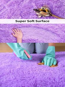 Tấm Thảm Đồng Màu, Thảm Lót Sàn Polyester Tối Giản Cho Gia Đình - Màu tím - Xem 8