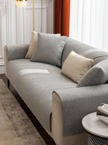 1入組素色沙發巾家用簡約滌綸沙發套毯 - 灰色 - 查看 4