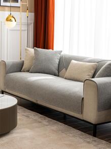 1入組素色沙發巾家用簡約滌綸沙發套毯 - 灰色 - 查看 3