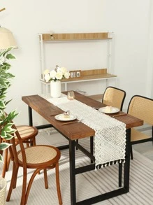 1pc Floral Lace Kitchen Table Runner, Hollow Out Tassel Decor Table Runner For Home - Beige - View 8