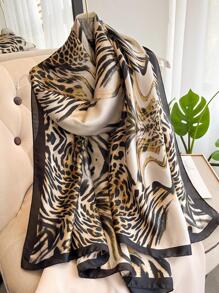 1入組女士豹紋時尚圍巾適合日常生活 - 彩色 - 查看 2