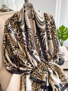 1入組女士豹紋時尚圍巾適合日常生活 - 彩色 - 查看 1