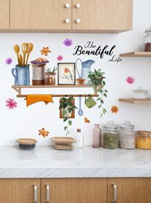 1 miếng dán tường hoa văn đồ dùng nhà bếp - Nhiều màu - Xem 1