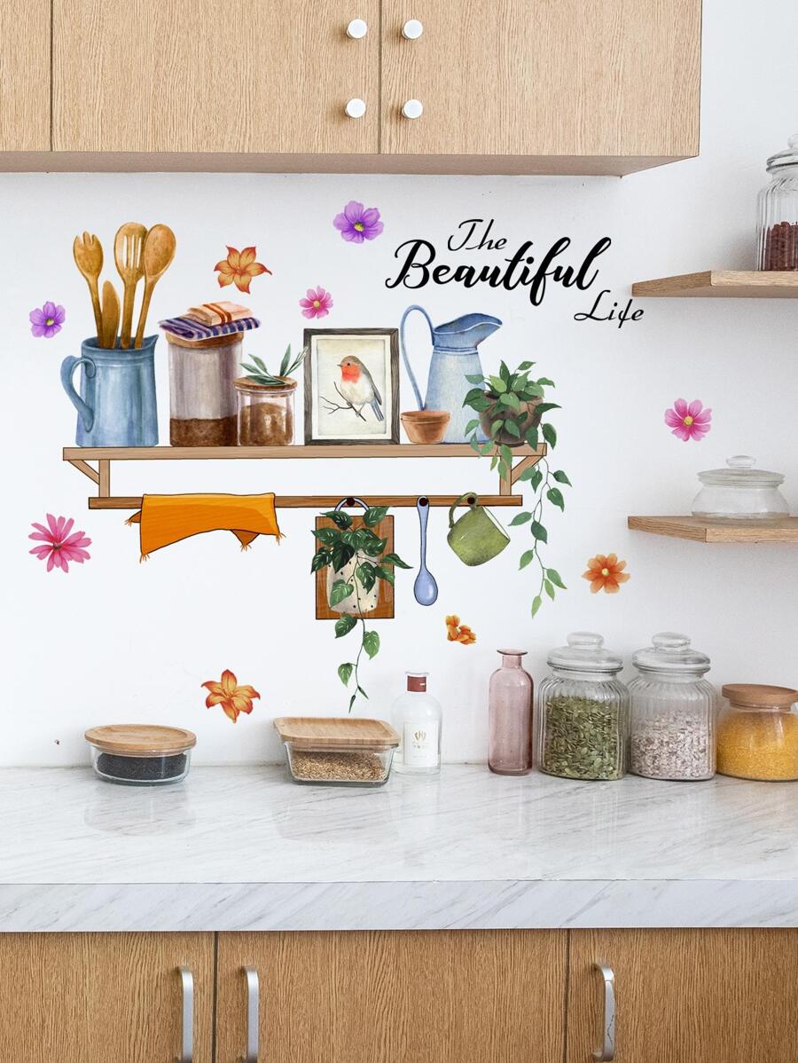 1 miếng dán tường hoa văn đồ dùng nhà bếp - Nhiều màu - Xem 1