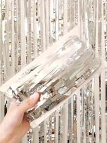 1/2 包 1x2M 金属箔流苏窗帘背景飘带适用于生日派对婚礼新娘送礼会节日装饰门飘带 - 銀色 - 查看 4