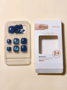 用24入組短方形閃光全覆蓋假趾甲套裝升級您造型 - 彩色 - 查看 7