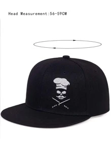 1pc Men Skull Embroidered Fashionable Hip Hop Cap, For Daily Life - Black - View 4