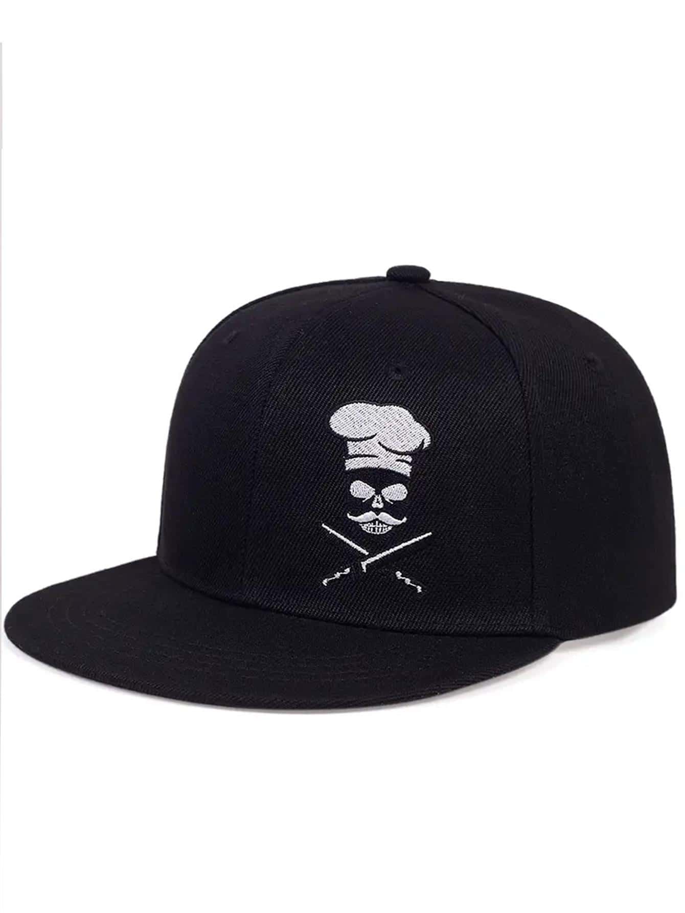 1pc Men Skull Embroidered Fashionable Hip Hop Cap, For Daily Life - Black - View 1