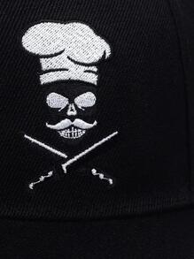 1pc Men Skull Embroidered Fashionable Hip Hop Cap, For Daily Life - Black - View 5