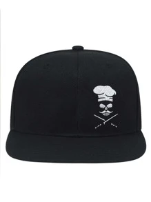 1pc Men Skull Embroidered Fashionable Hip Hop Cap, For Daily Life - Black - View 2