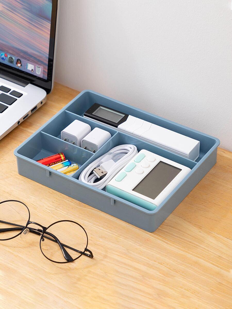 1 Hộp Đựng Văn Phòng Phẩm Màu Trơn, Giá Để Bàn Nhiều Lưới Đơn Giản Để Bảo Quản Văn Phòng Phẩm - Màu xanh lam - Xem 1