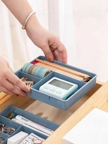 1 Hộp Đựng Văn Phòng Phẩm Màu Trơn, Giá Để Bàn Nhiều Lưới Đơn Giản Để Bảo Quản Văn Phòng Phẩm - Màu xanh lam - Xem 5