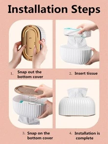1pc Desktop Tissue Storage Box, White Tissue Container For Home - White - View 7