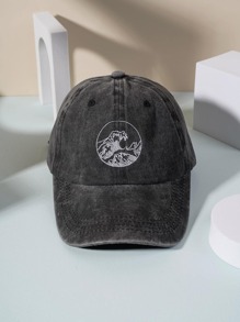 1入組男士Y2K風格石洗棒球帽，適用於戶外運動和日常通勤 - 黑色 - 查看 2