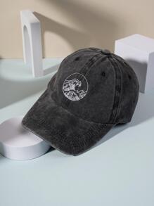 1入組男士Y2K風格石洗棒球帽，適用於戶外運動和日常通勤 - 黑色 - 查看 1