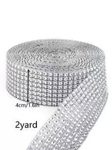 1 pièce Décoration À Strass Ruban , Argent En Plastique À Strass Ruban , Pour DIY - Argent - Voir 3