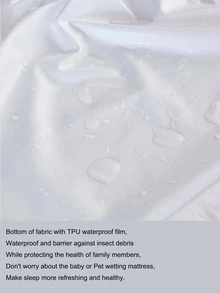 1pc Solid Color Waterproof Fitted Sheet - White - View 4