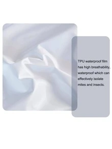 1pc Solid Color Waterproof Fitted Sheet - White - View 6