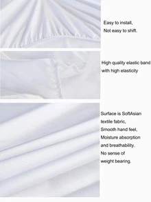 1pc Solid Color Waterproof Fitted Sheet - White - View 5
