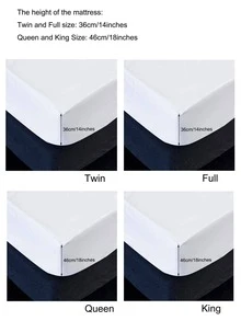 1pc Solid Color Waterproof Fitted Sheet - White - View 3