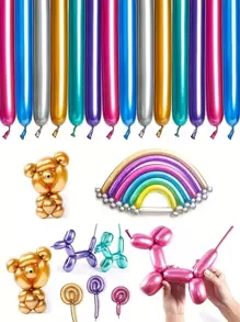 100入組長氣球金屬乳膠DIY條形氣球用於派對裝飾 - 彩色 - 查看 1