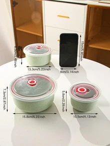 3 cái bát súp nhựa có nắp - Màu vàng - Xem 2