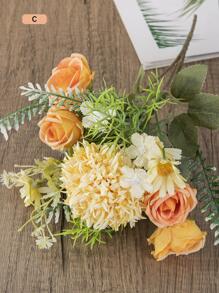 1入組塑料人造花花束婚禮用人造花束家居裝飾