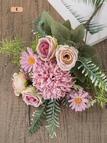 1入組塑料人造花花束婚禮用人造花束家居裝飾