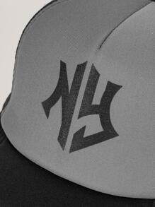 1入男士字母圖形休閒卡車司機帽，適用於日常生活和街頭 - 彩色 - 查看 4