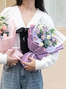 10入組素色花包裝紙 - 紫色 - 查看 6