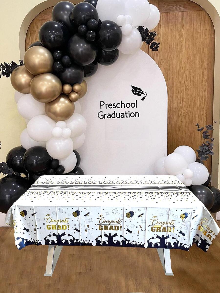 1 Bữa Tiệc Tốt Nghiệp Khăn Trải Bàn, Hiện Đại Chữ Đồ Họa Thú Cưng Dùng Một Lần Khăn Trải Bàn Cho Bữa Tiệc, Ngày Lễ - Nhiều màu - Xem 1