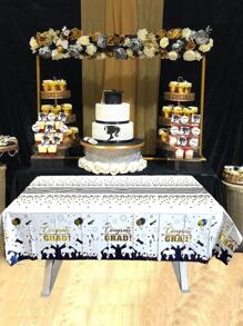 1 Bữa Tiệc Tốt Nghiệp Khăn Trải Bàn, Hiện Đại Chữ Đồ Họa Thú Cưng Dùng Một Lần Khăn Trải Bàn Cho Bữa Tiệc, Ngày Lễ - Nhiều màu - Xem 3