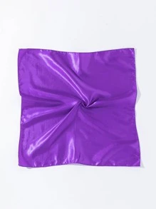 1 chiếc khăn vuông bằng vải satin trơn màu thanh lịch dành cho nữ thích hợp cho việc đi du lịch hàng ngày - Màu tím - Xem 2