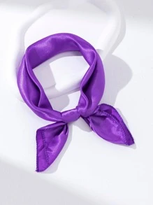 1 chiếc khăn vuông bằng vải satin trơn màu thanh lịch dành cho nữ thích hợp cho việc đi du lịch hàng ngày - Màu tím - Xem 3