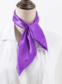 1 chiếc khăn vuông bằng vải satin trơn màu thanh lịch dành cho nữ thích hợp cho việc đi du lịch hàng ngày - Màu tím - Xem 1